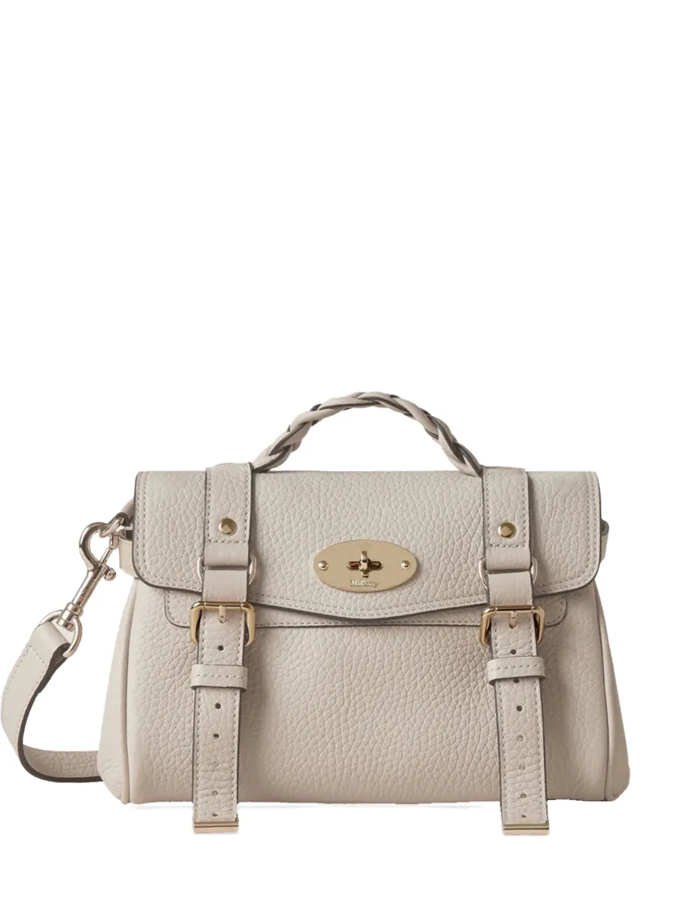 Mulberry Mini Alexa Braided-handle Buckle Bag In Neutral