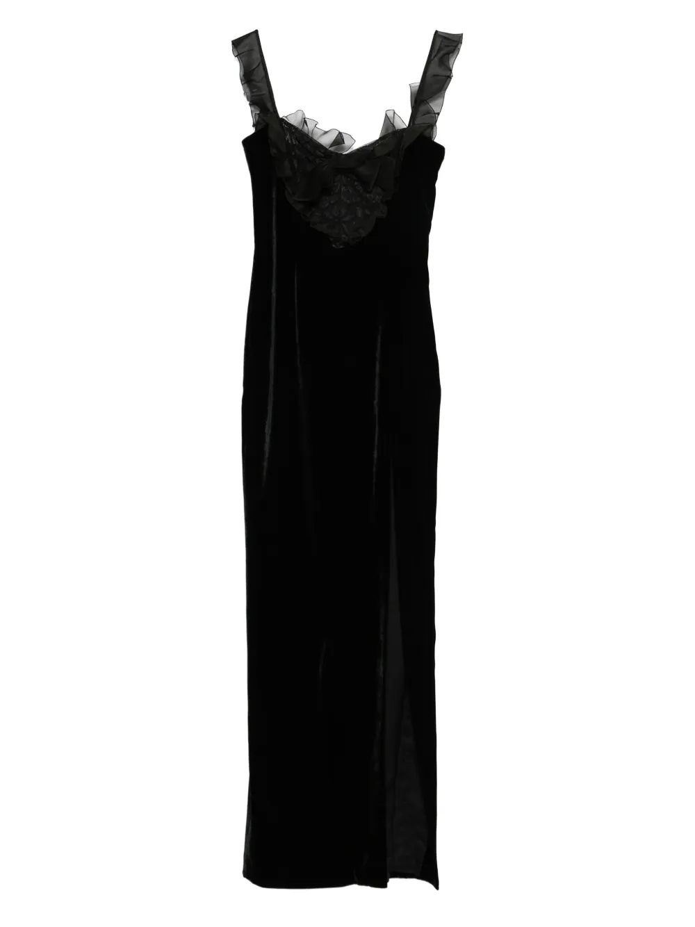 Alessandra Rich lace-detail velvet dress - Nero