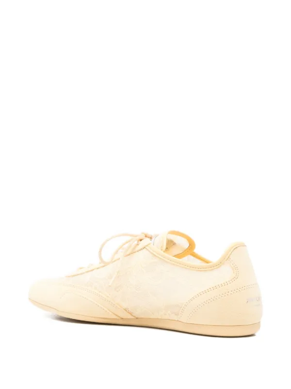 Jimmy Choo Sunny F lace-overlay Low Sneakers | Yellow | FARFETCH