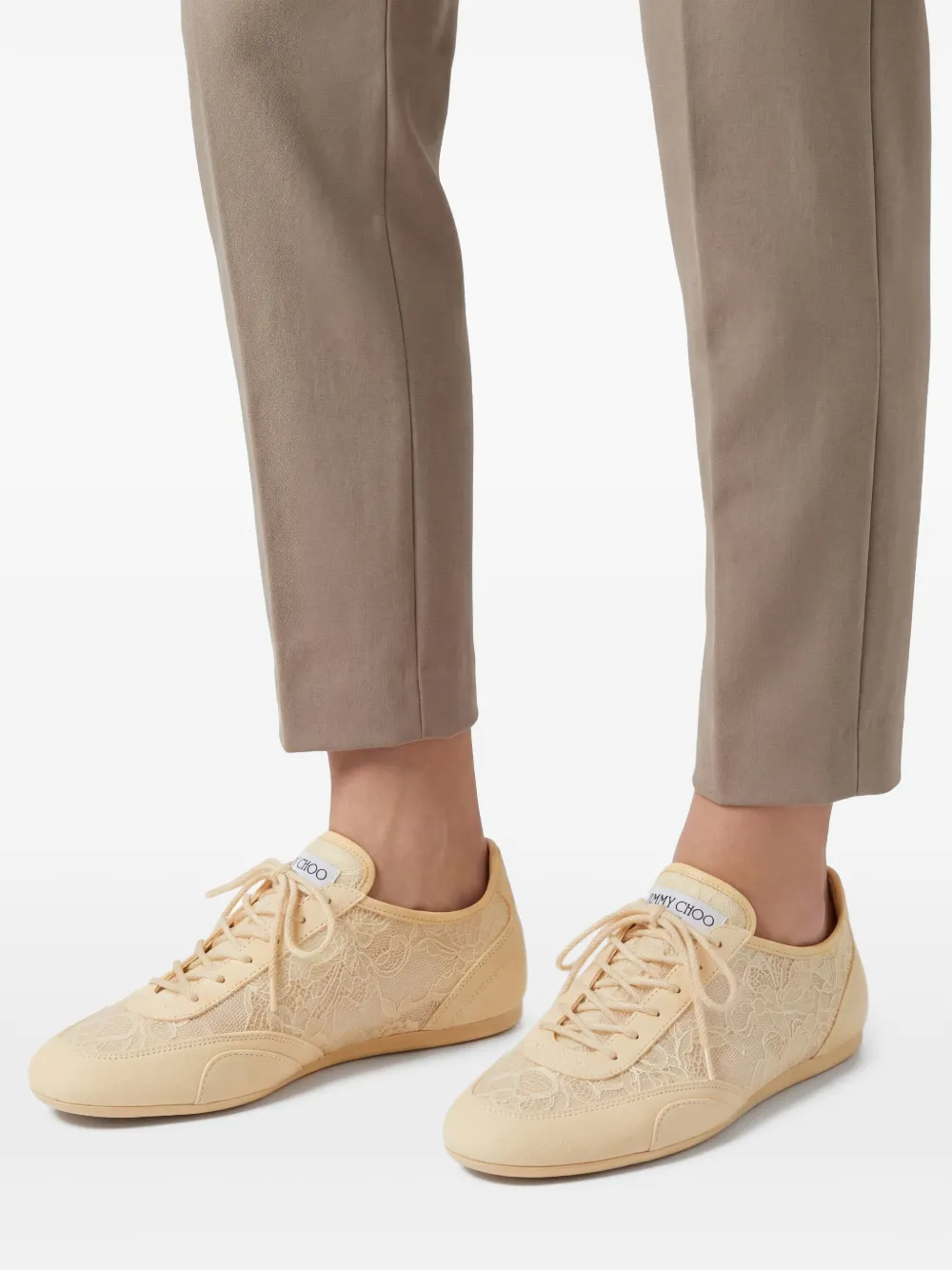 Jimmy Choo Sunny F sneakers met overslag van kant Geel