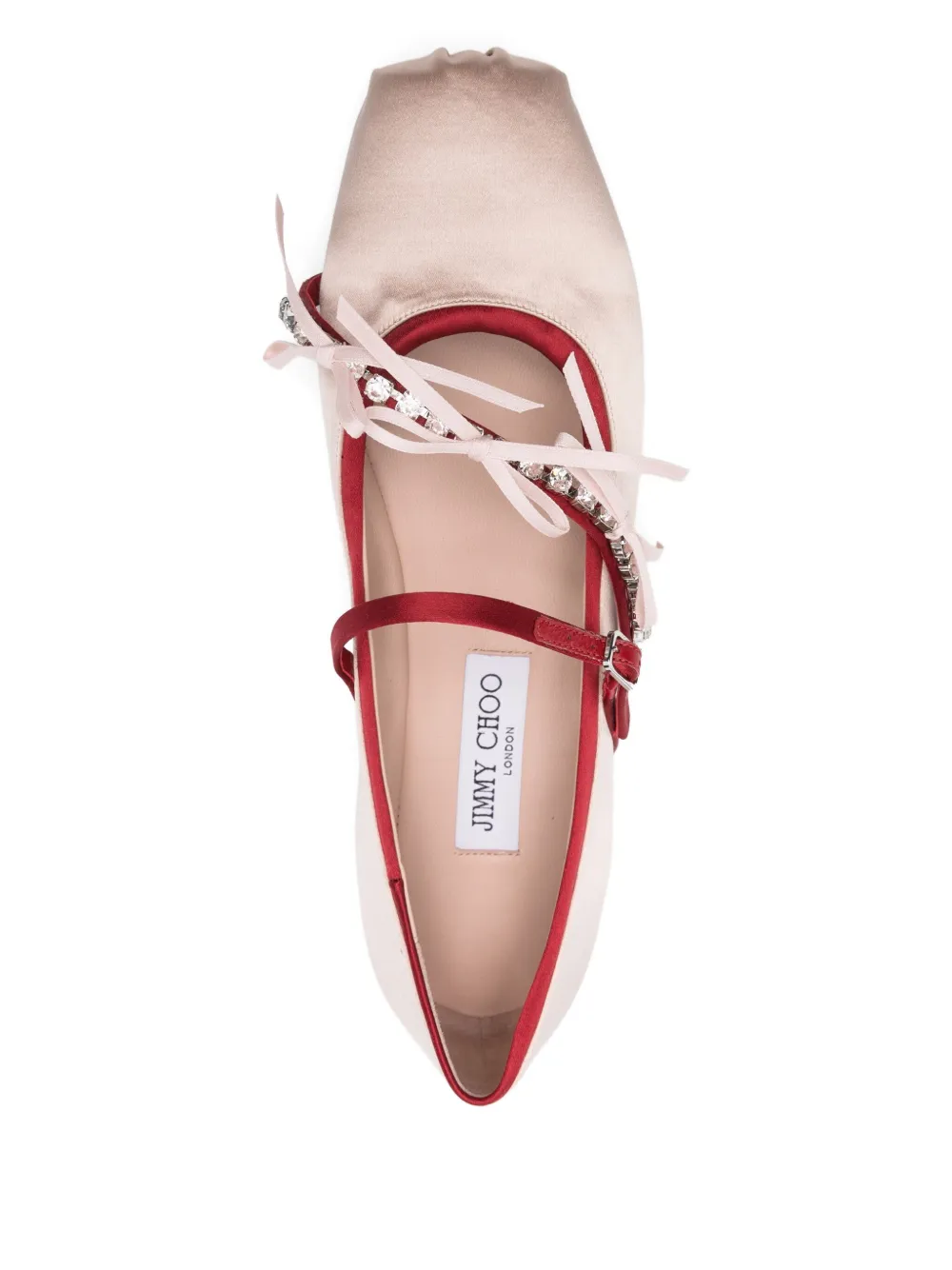 Jimmy Choo Loli Satin Bows Ballerina Flats In Pink