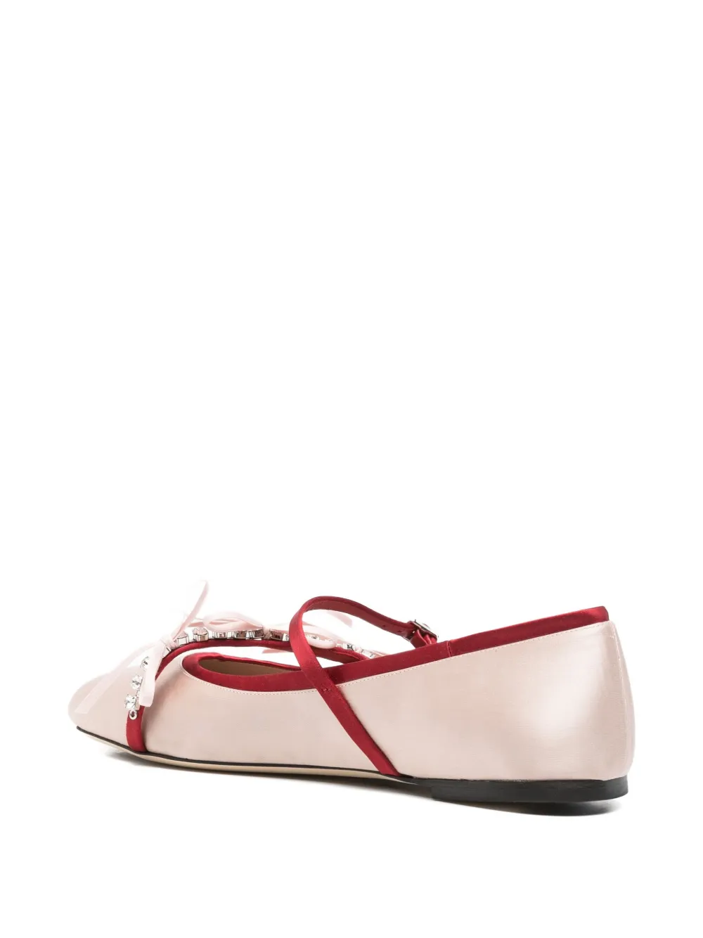 Jimmy Choo Loli Satin Bows Ballerina Flats In Pink