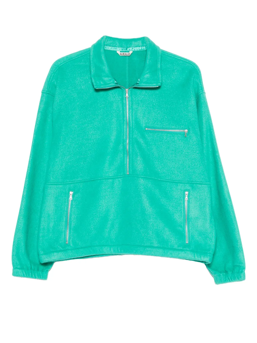 Auralee sudadera texturizada con medio cierre | verde | Image 1