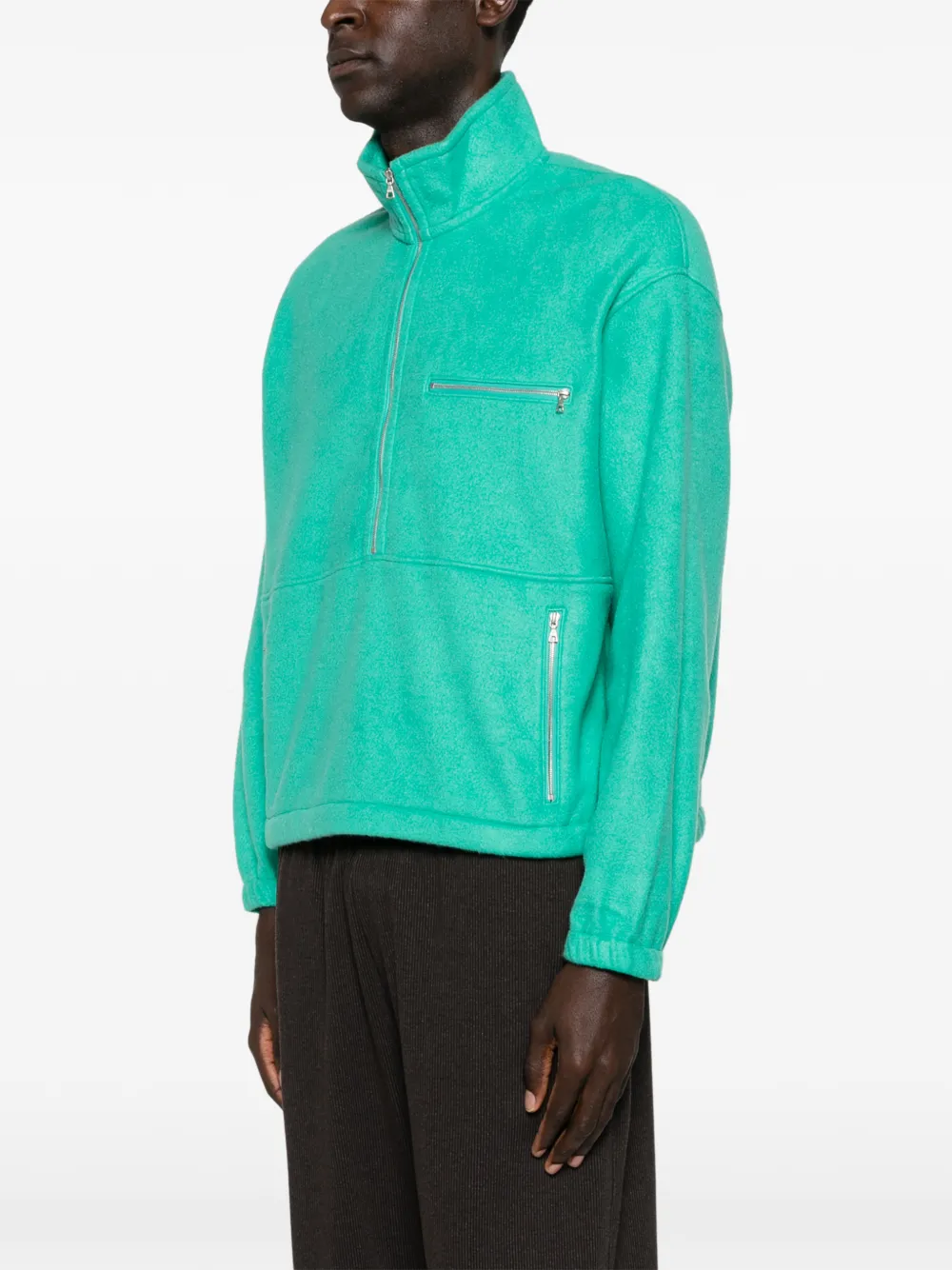 Auralee Half-zip Fleece Sweatshirt In Green