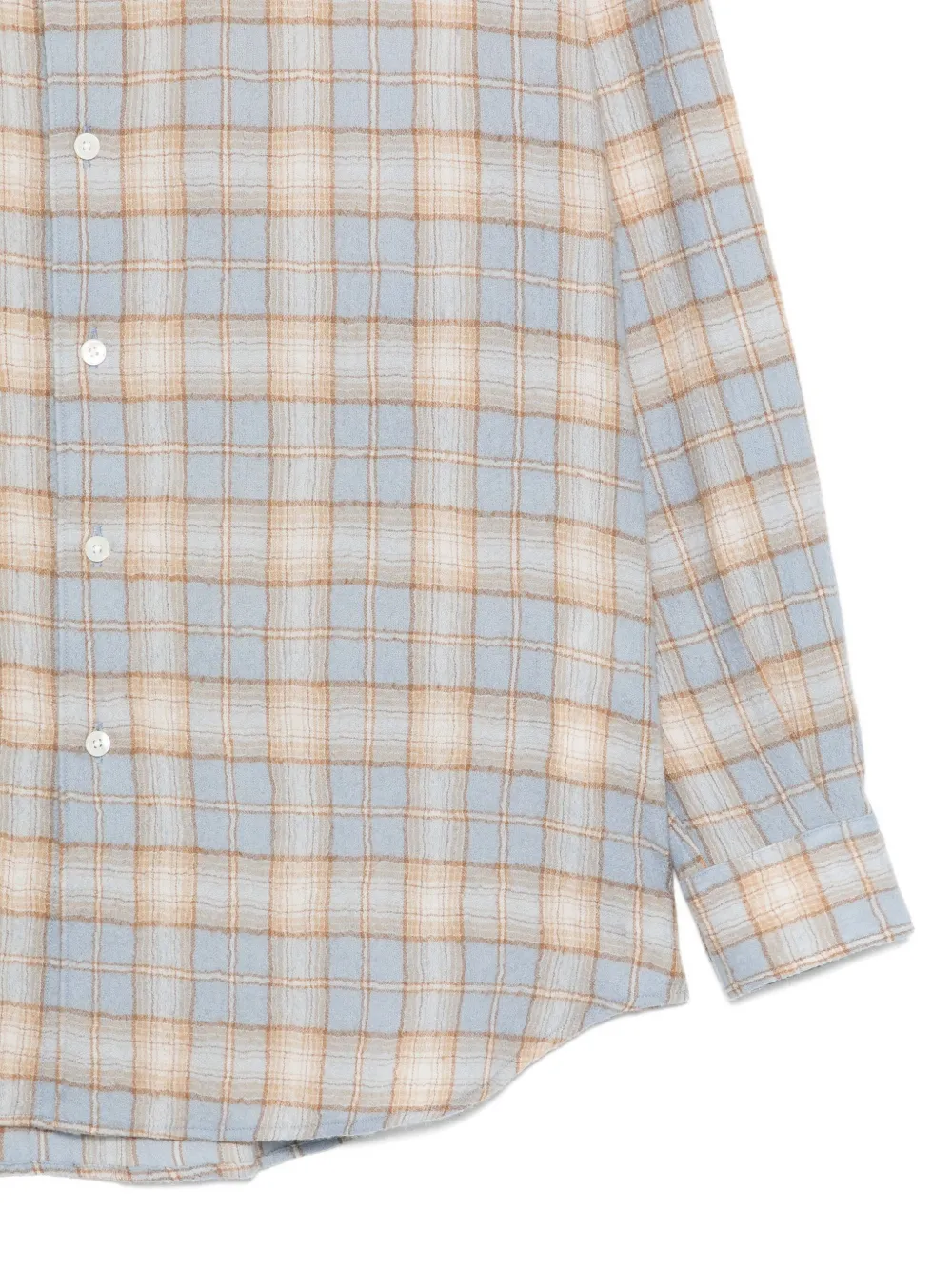 Auralee Long Sleeve Checked Wool Shirt With Button-down Collar In Neutral