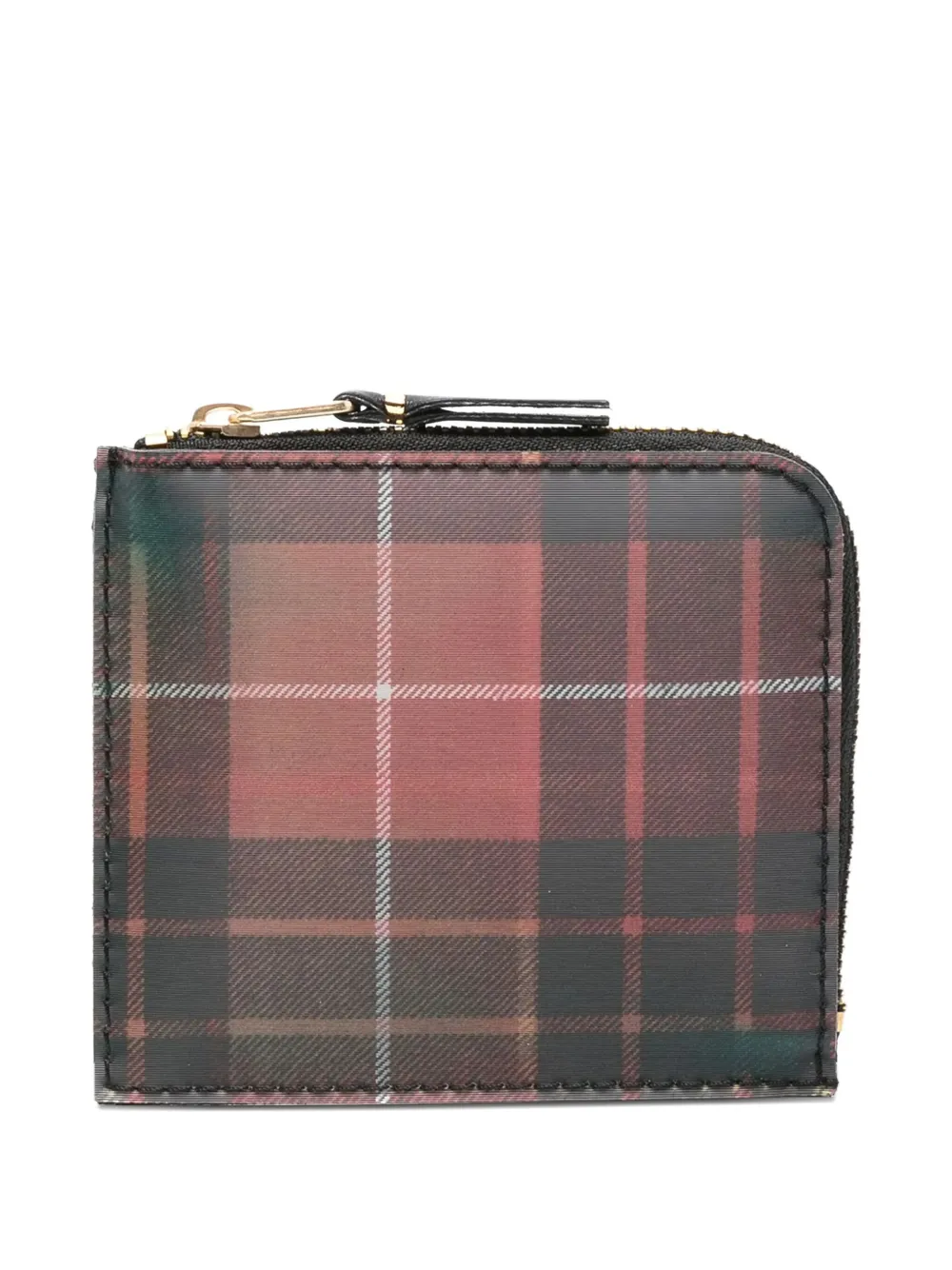 Comme Des Garçons Tartan Zip-around Wallet In Green