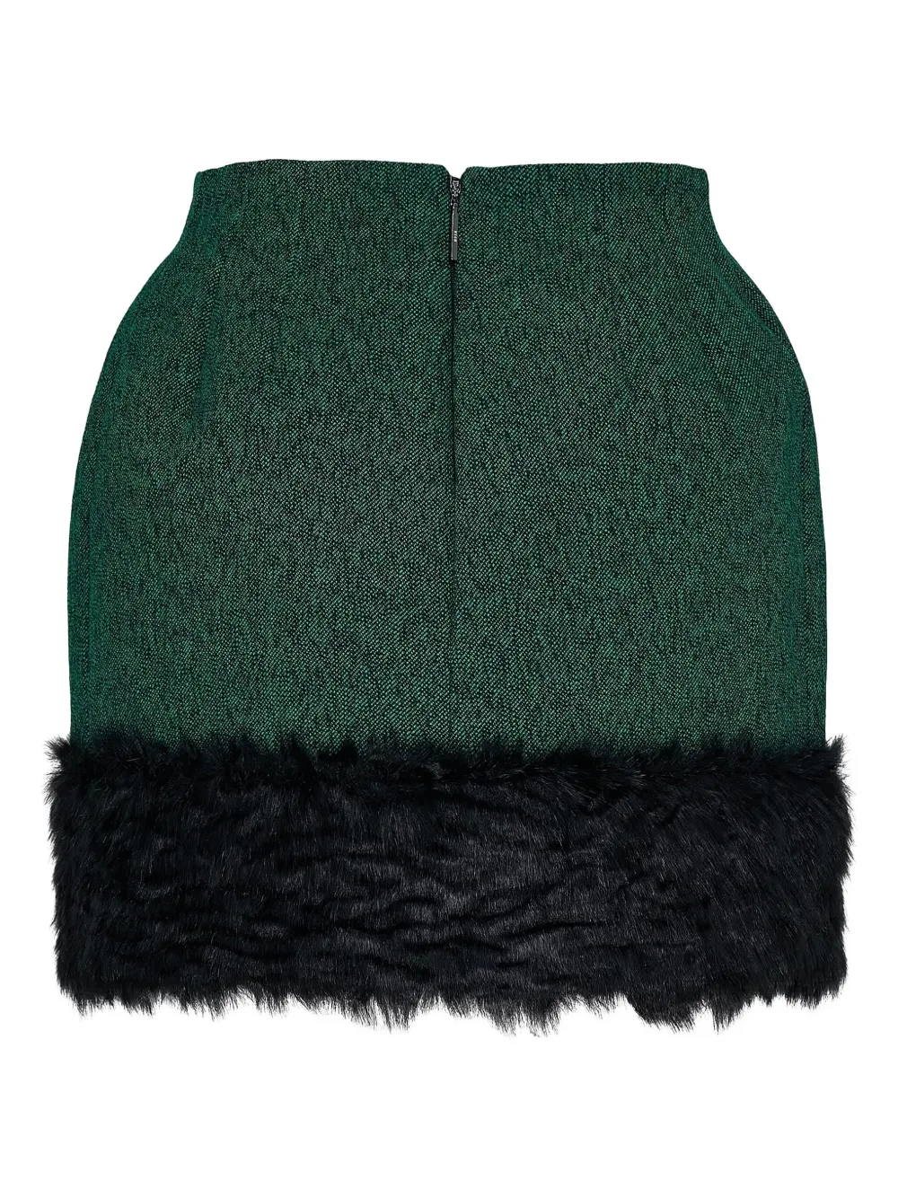 MSGM Rok met afwerking van imitatiebont Groen