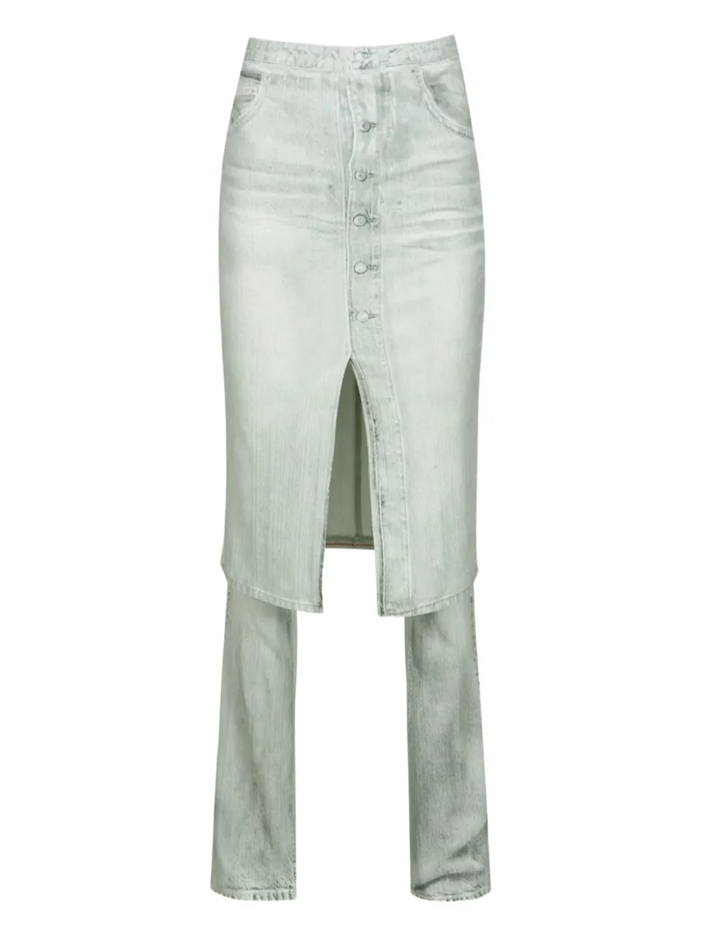 YCH layered denim trousers | Green | Image 1