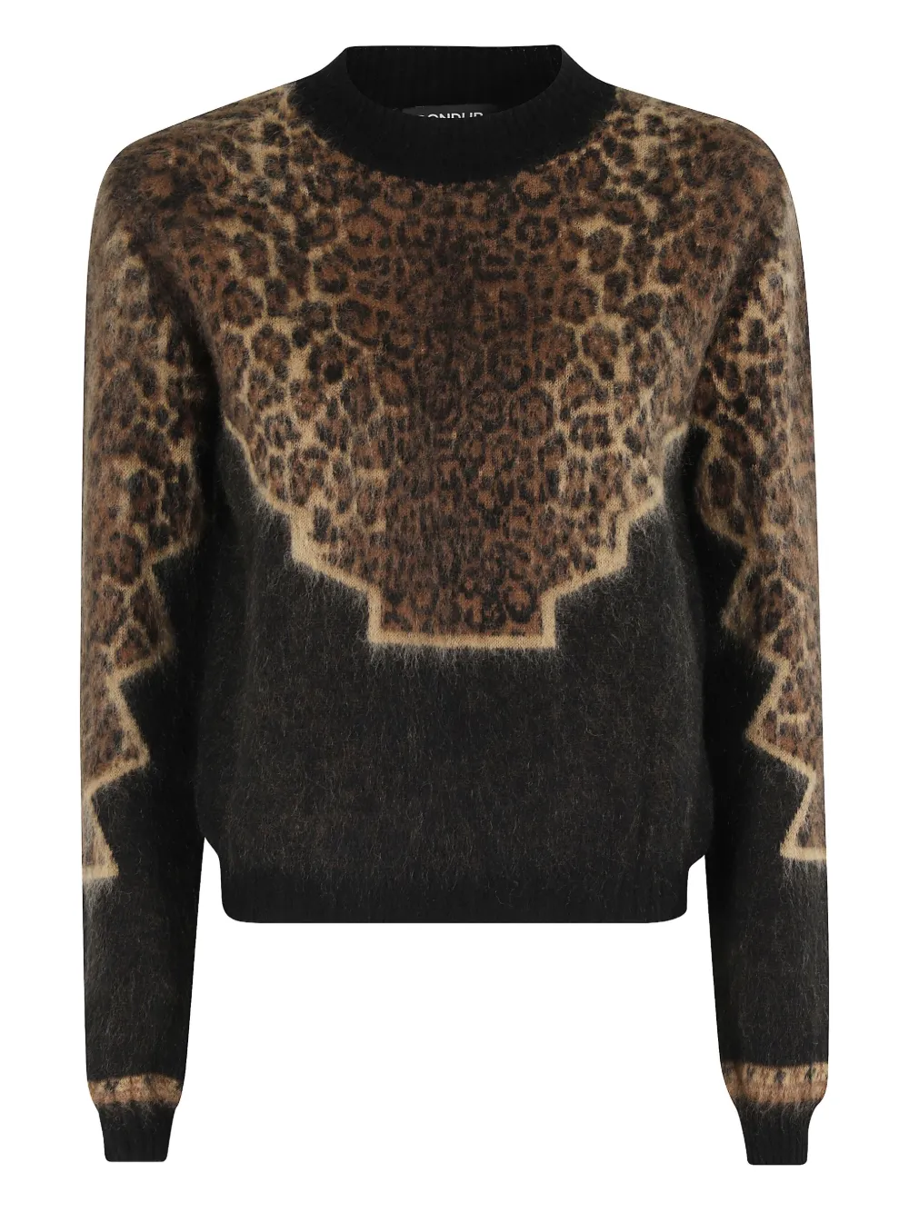 DONDUP leopard-print geometric-pattern sweater Bruin