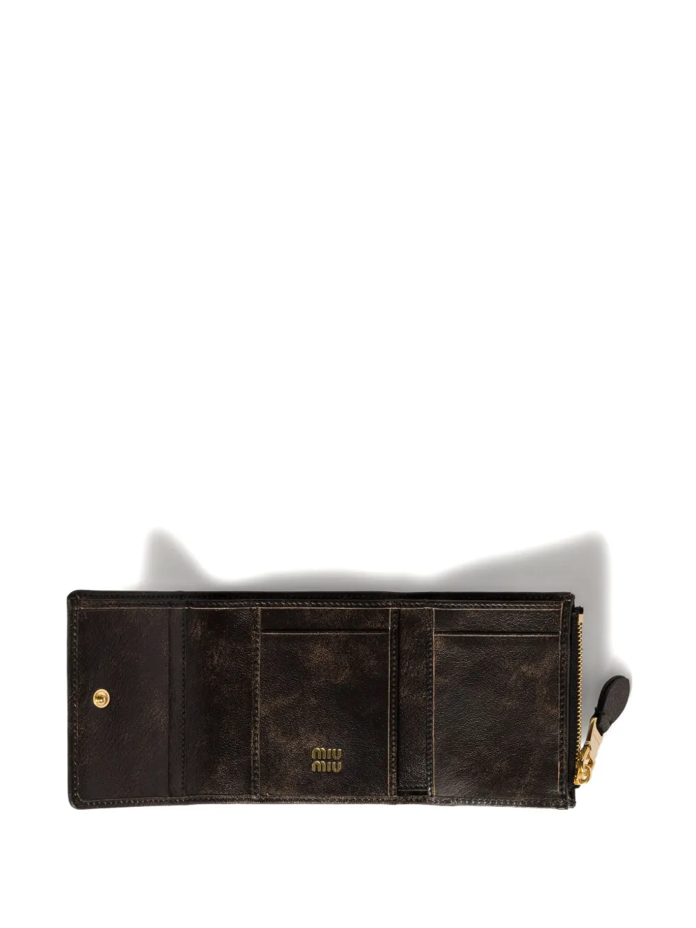 Miu Miu Small Logo-embossed Leather Wallet In Brown