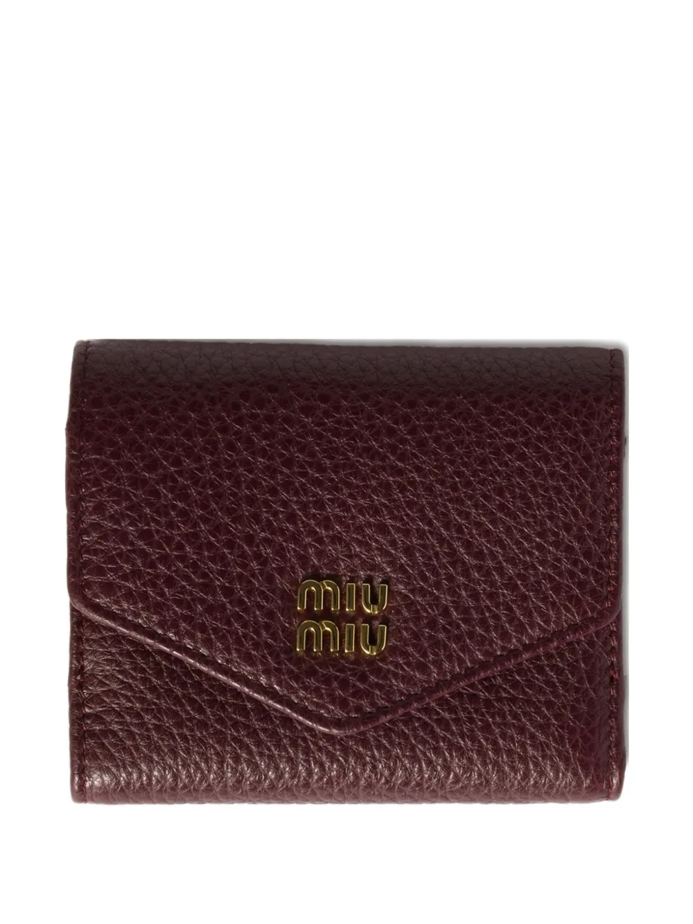 Miu small logo-plaque leather wallet Rood