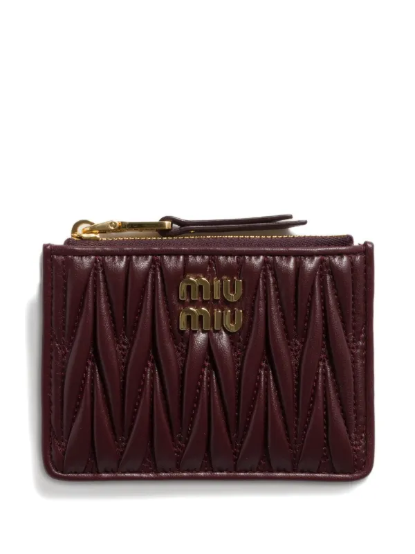 Miu Miu Matelassé Nappa Leather Card Holder | Red | FARFETCH