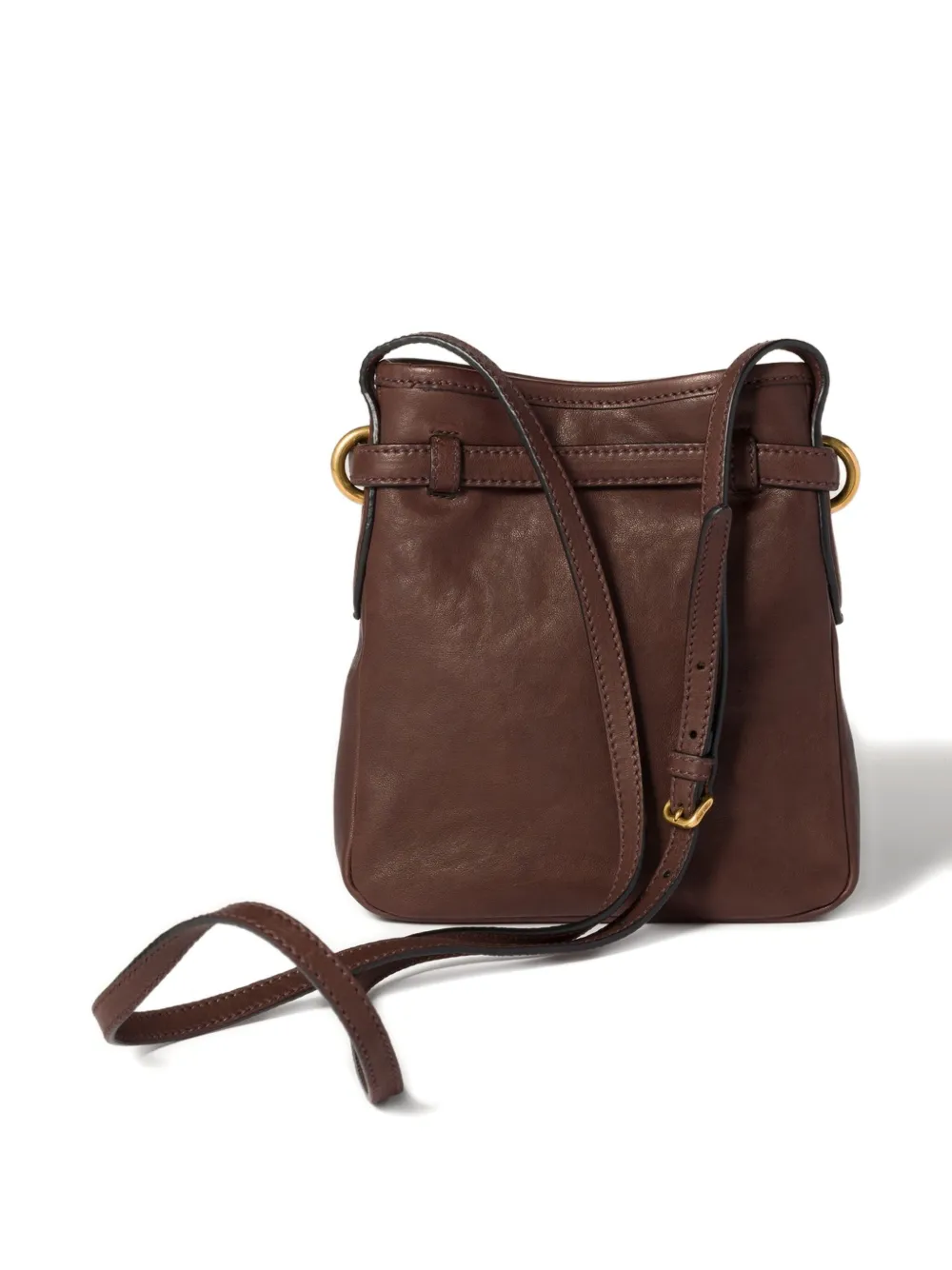 Miu embossed-logo leather pouch Bruin