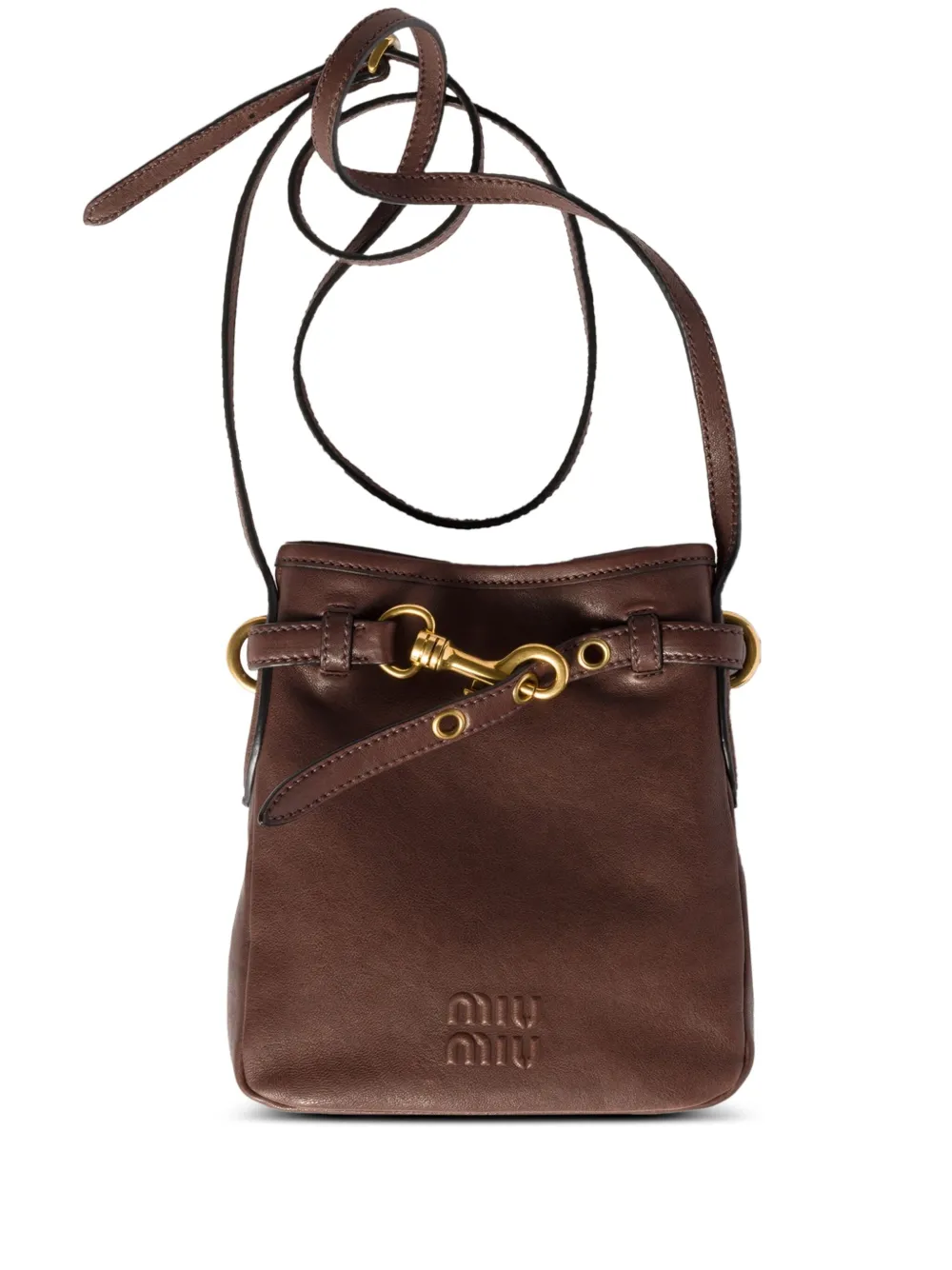 embossed-logo leather pouch