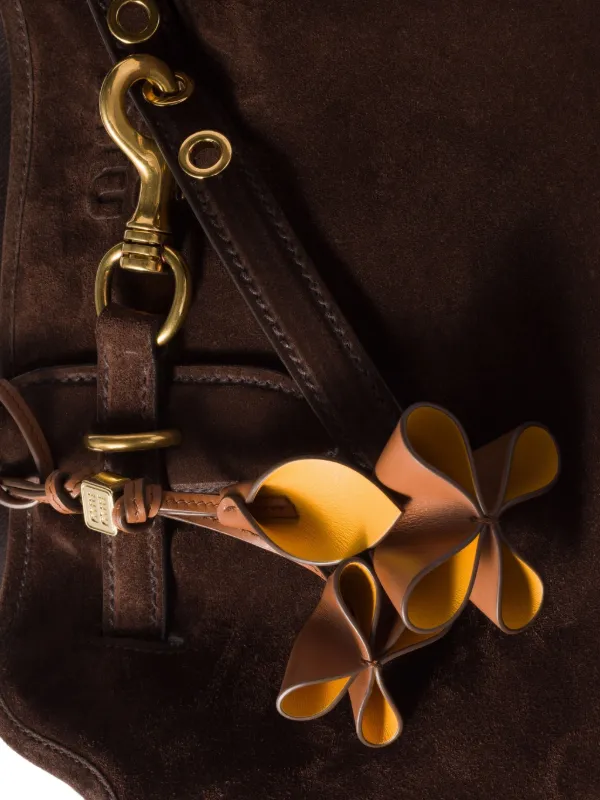 Miu Miu フローラル レザーキーホルダー | ブラウン | FARFETCH JP