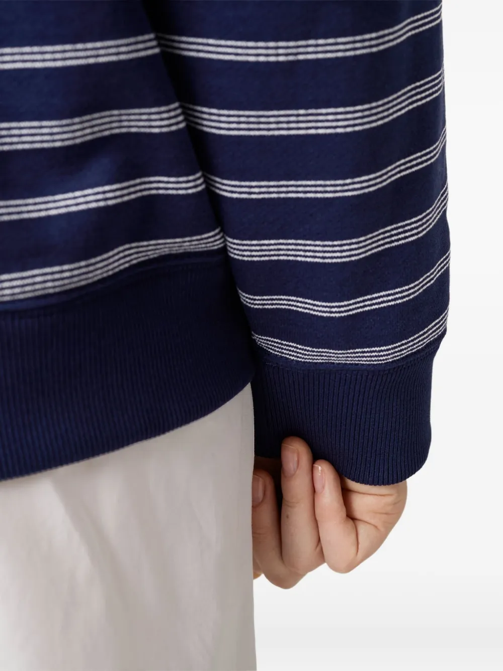 Miu striped half-zip polo shirt Blauw