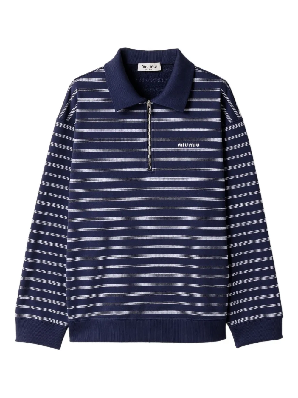 Miu striped half-zip polo shirt Blauw