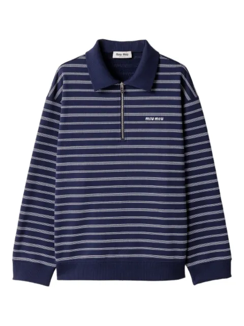 Miu Miu striped half-zip polo shirt