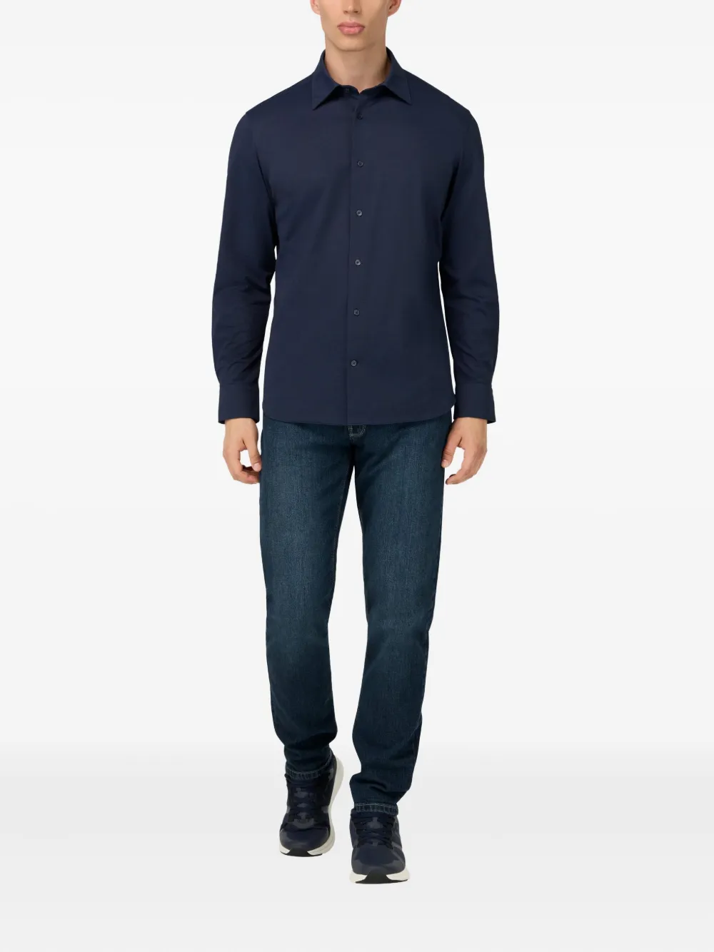 Boggi Milano Overhemd met textuur - Blauw