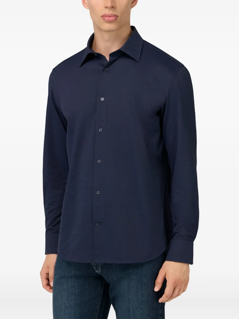 Boggi Milano Overhemd met textuur Blauw