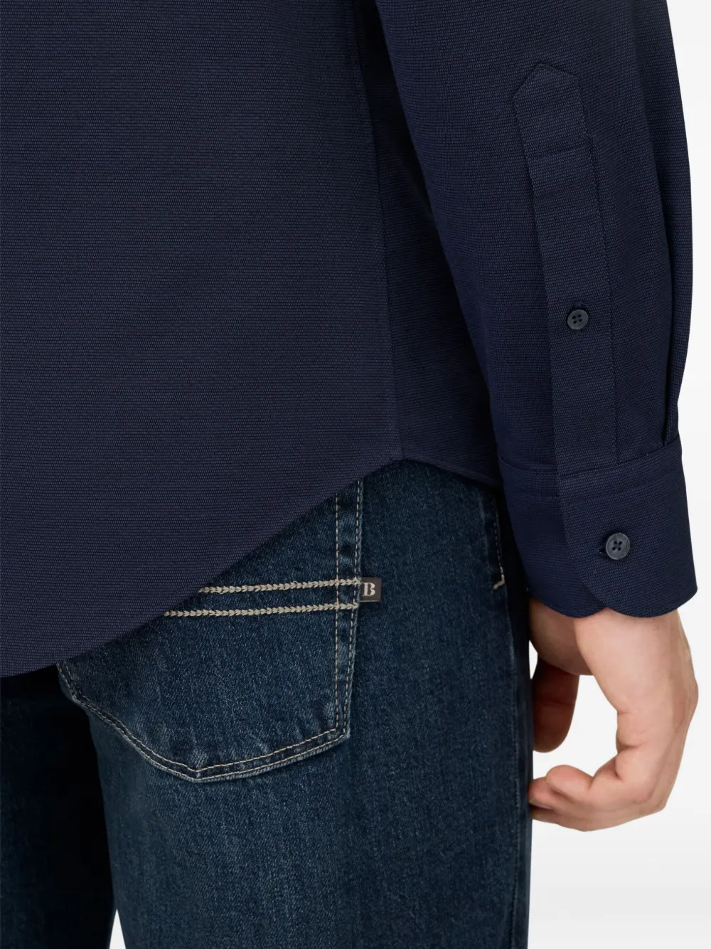 Boggi Milano Overhemd met textuur Blauw