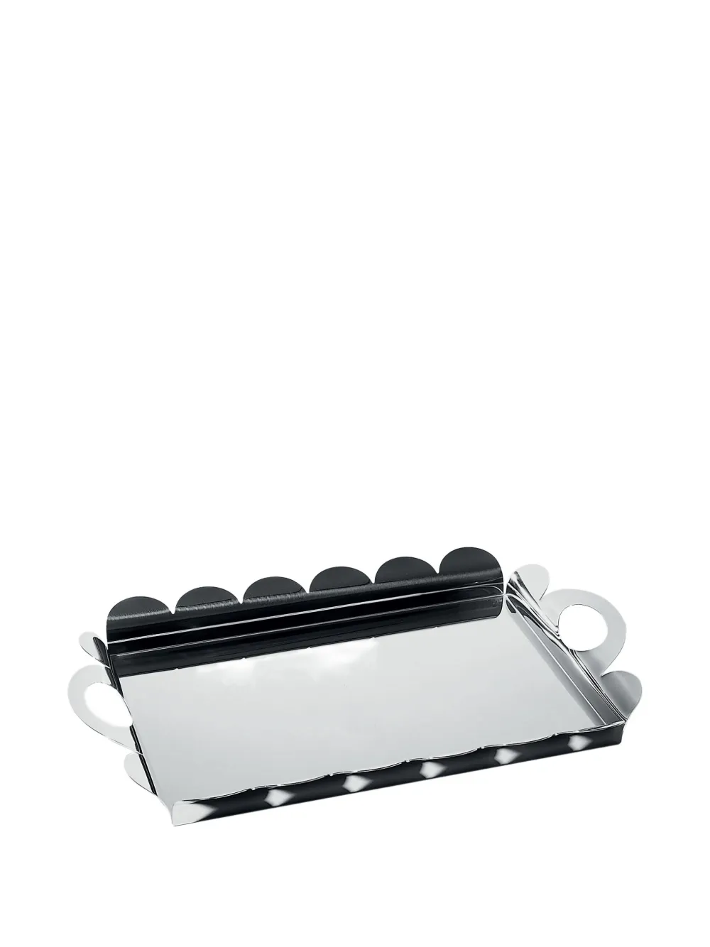 Alessi Scalloped-edge Handle Tray In Silver