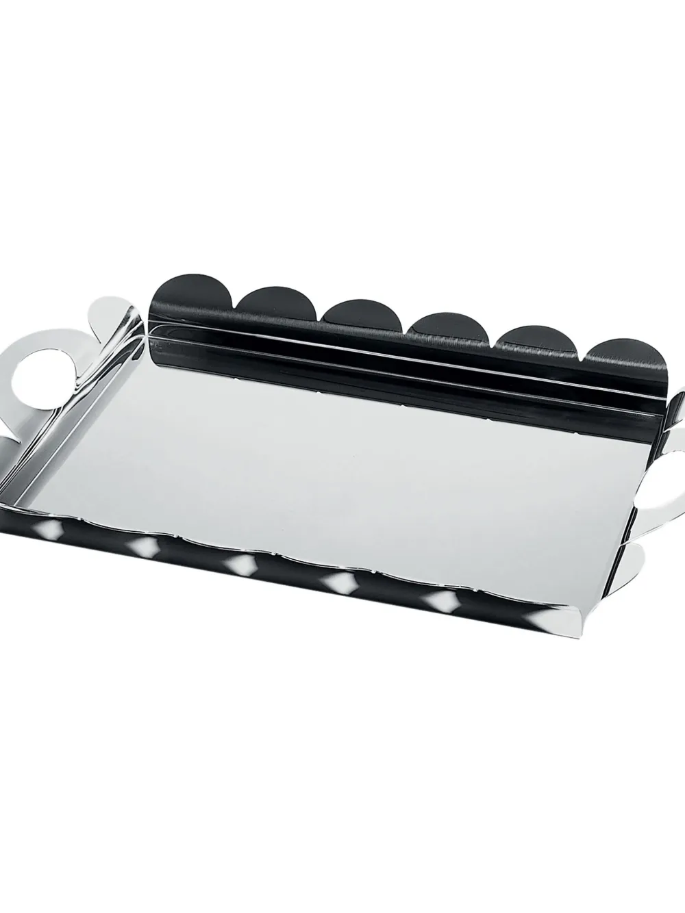 Alessi Scalloped-edge Handle Tray In Silver