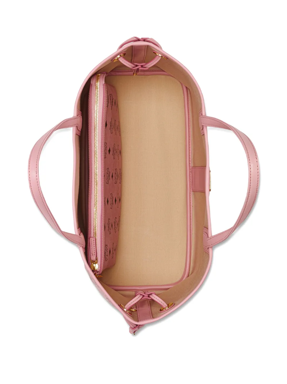 MCM Liz shopper met trekkoord en logo jacquard Roze