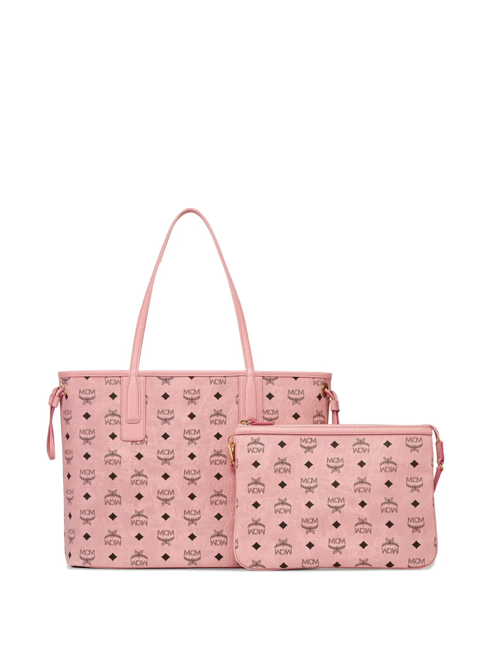 MCM Liz shopper met trekkoord en logo jacquard Roze