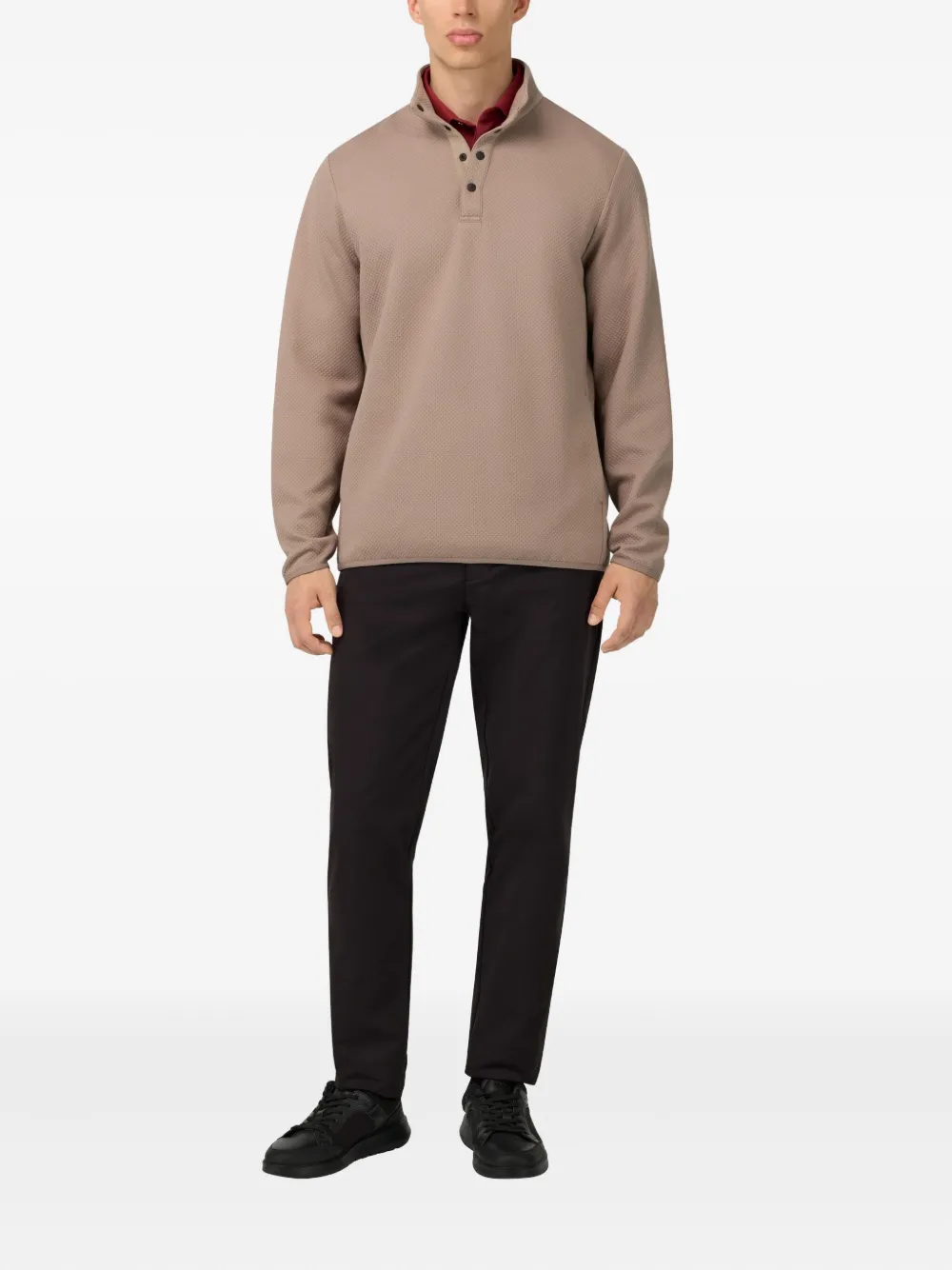 Boggi Milano Sweater met opstaande kraag - Beige