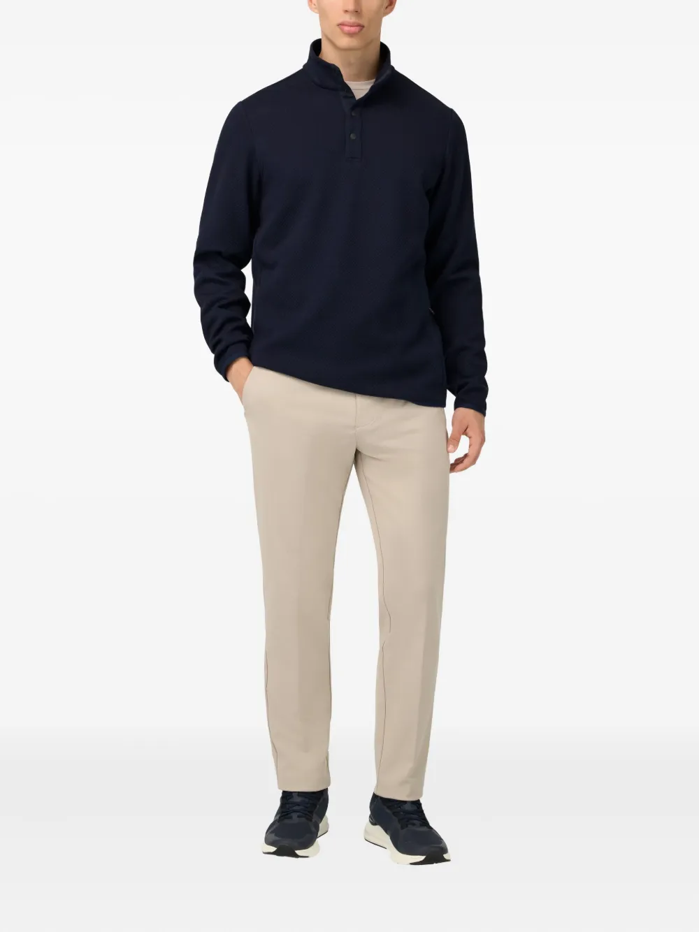 Boggi Milano Sweater met opstaande kraag - Blauw