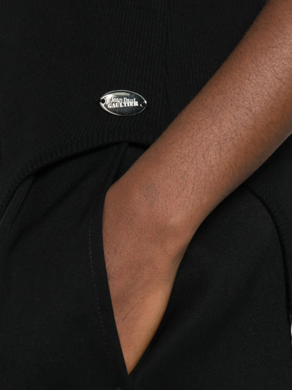 Jean Paul Gaultier Suspender Ribbed Tank Top In Black