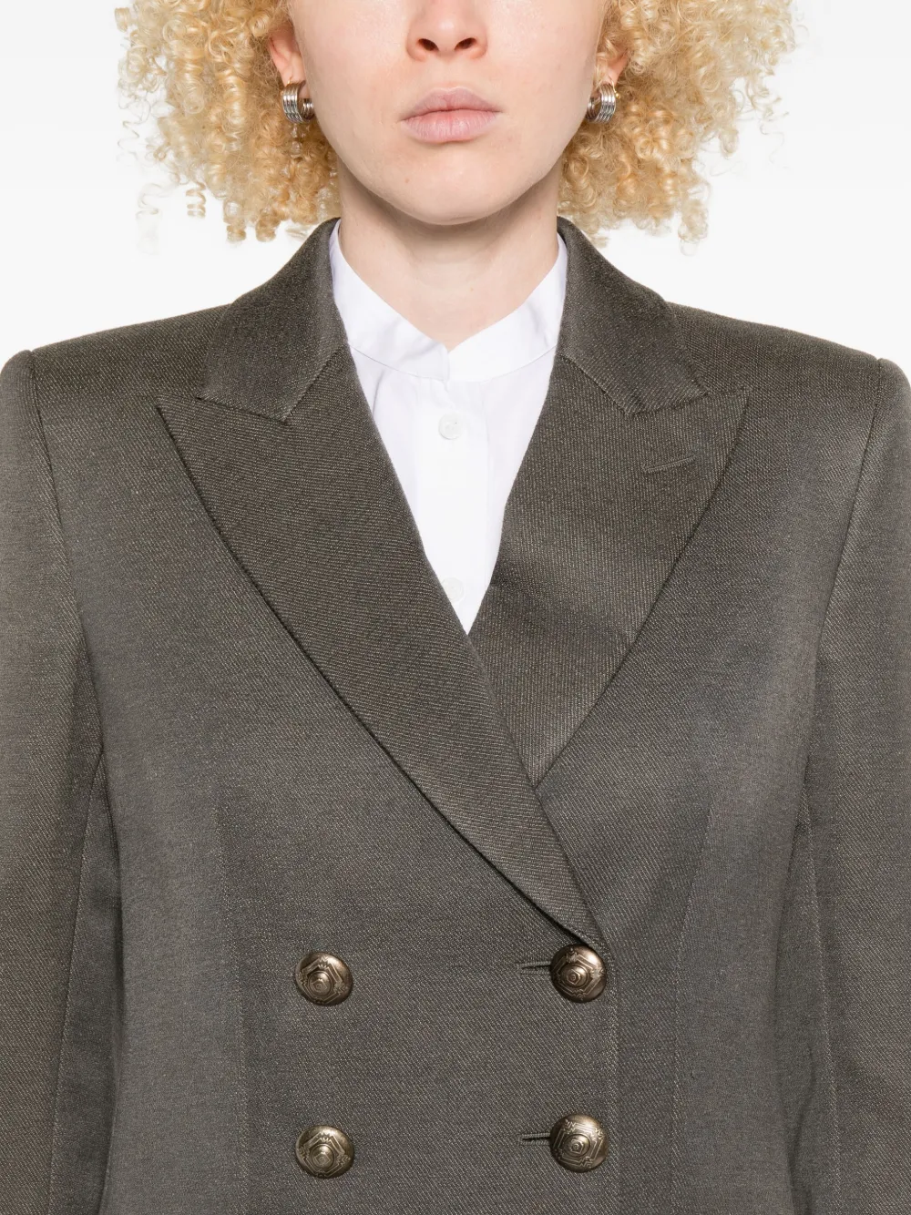 Giorgio Armani Double-breasted Blazer In Green