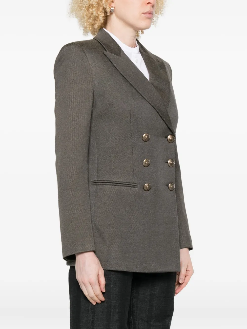 Giorgio Armani Double-breasted Blazer In Green