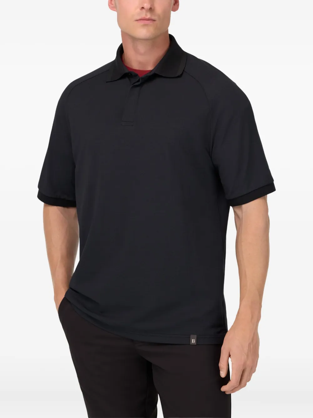 Boggi Milano Poloshirt met logopatch en raglan mouwen Zwart