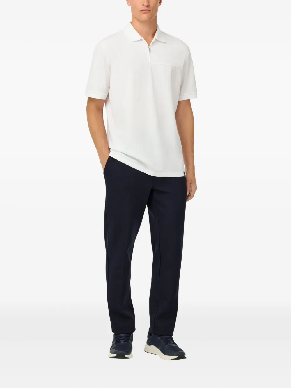 Boggi Milano Poloshirt met halve rits en naaddetail - Wit