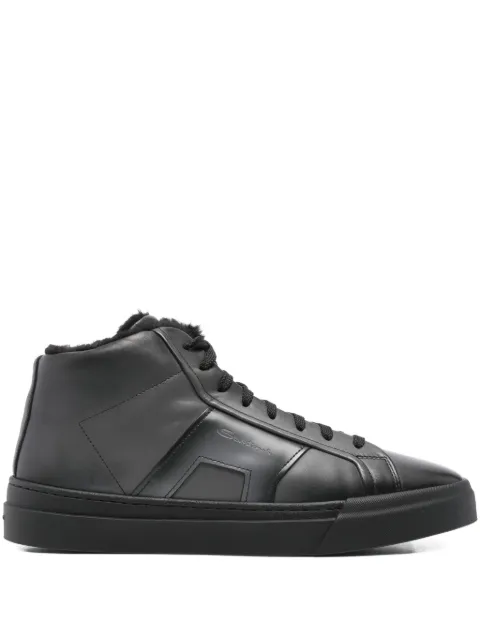 Santoni leather zip-fastening high-top sneakers