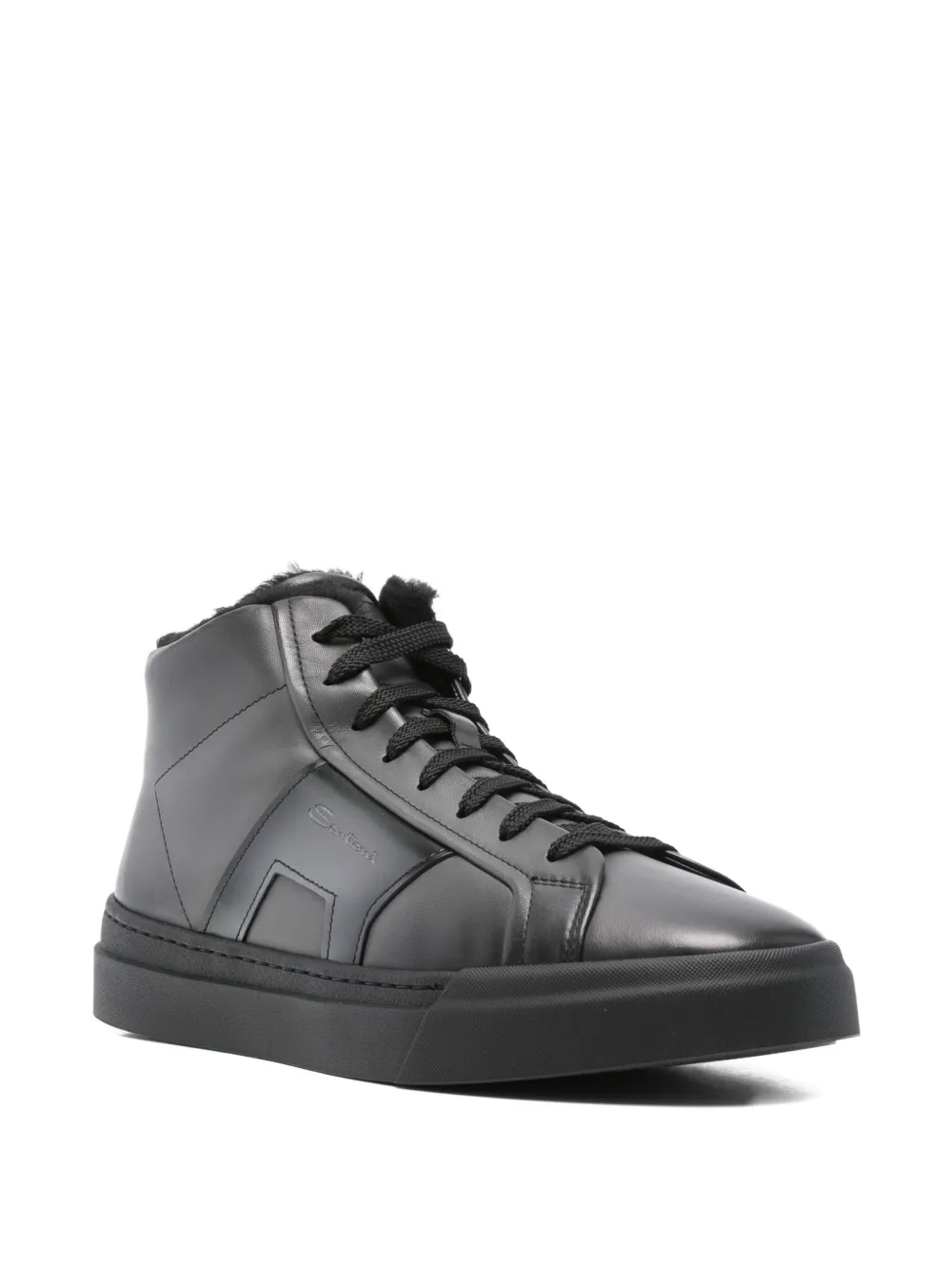 Santoni leather zip-fastening high-top sneakers Grey