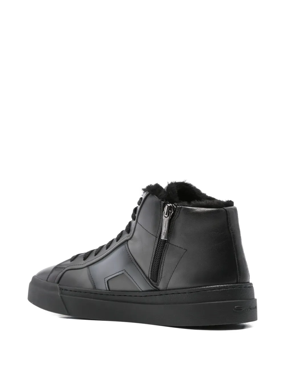 Santoni leather zip-fastening high-top sneakers Grey