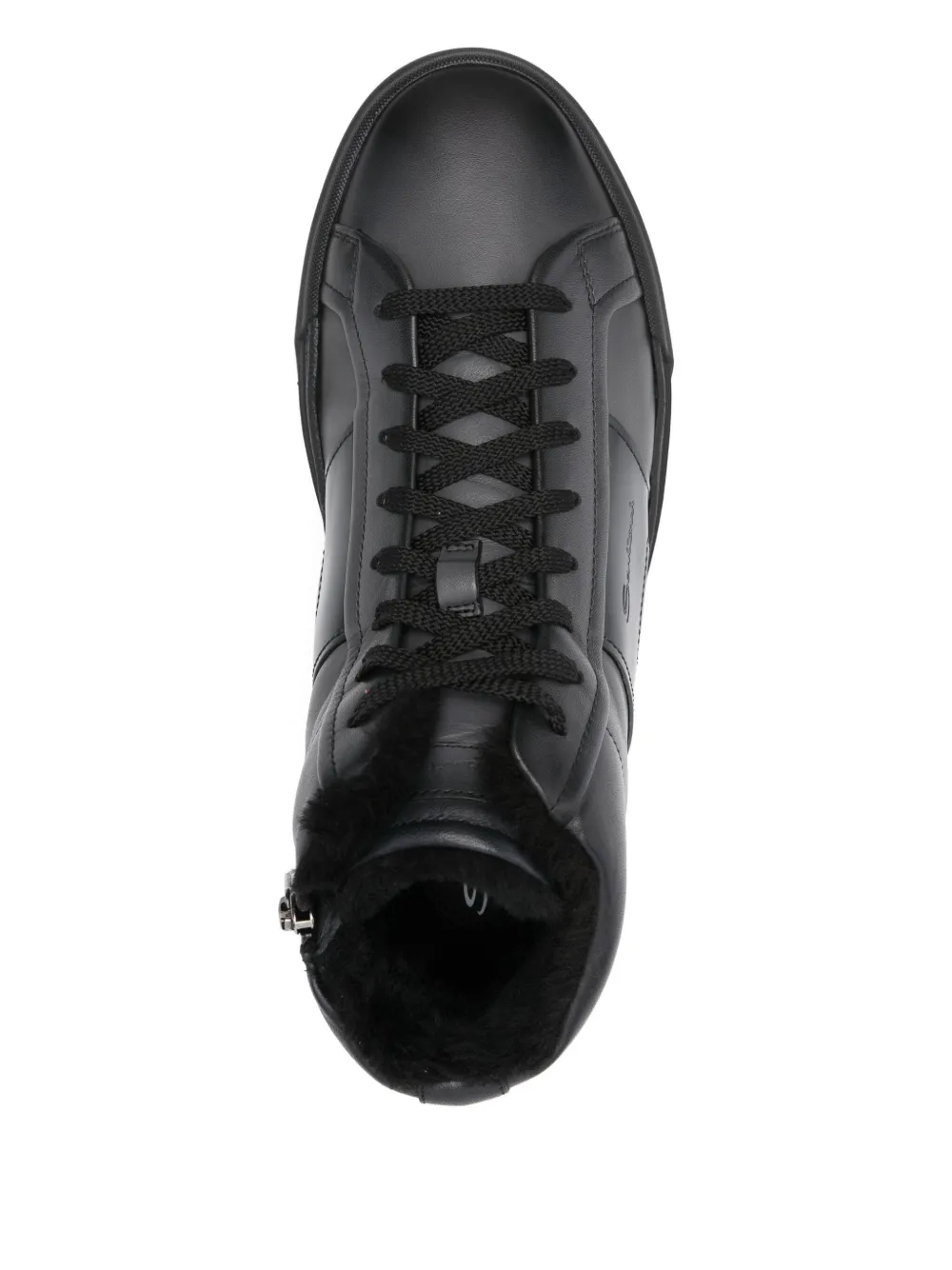 Santoni leather zip-fastening high-top sneakers Grey