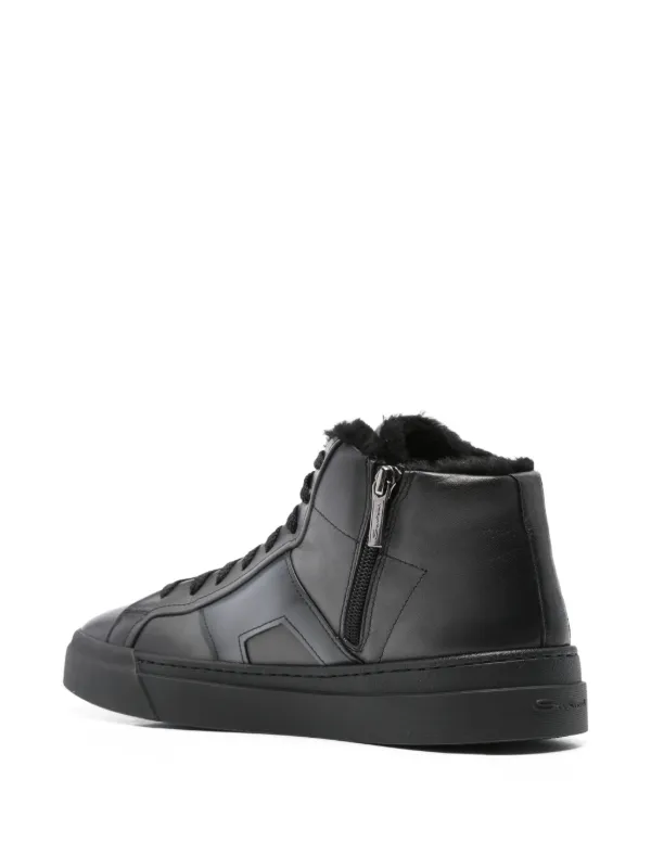 Santoni Leather zip-fastening high-top Sneakers Grey FARFETCH NO