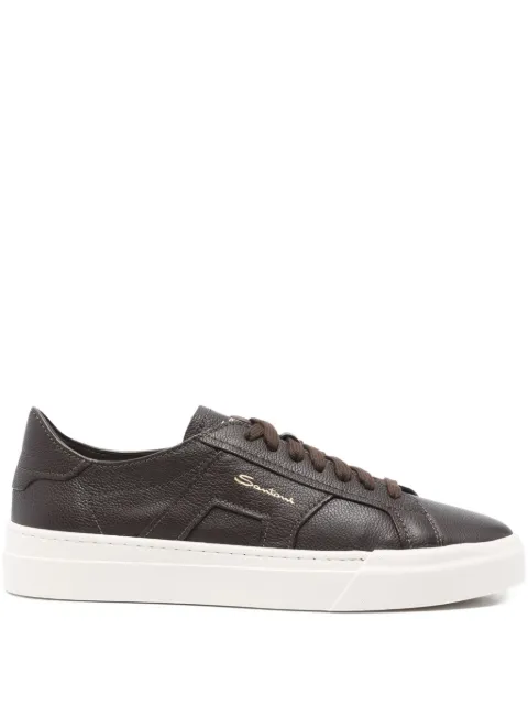 Santoni leather lace-up sneakers