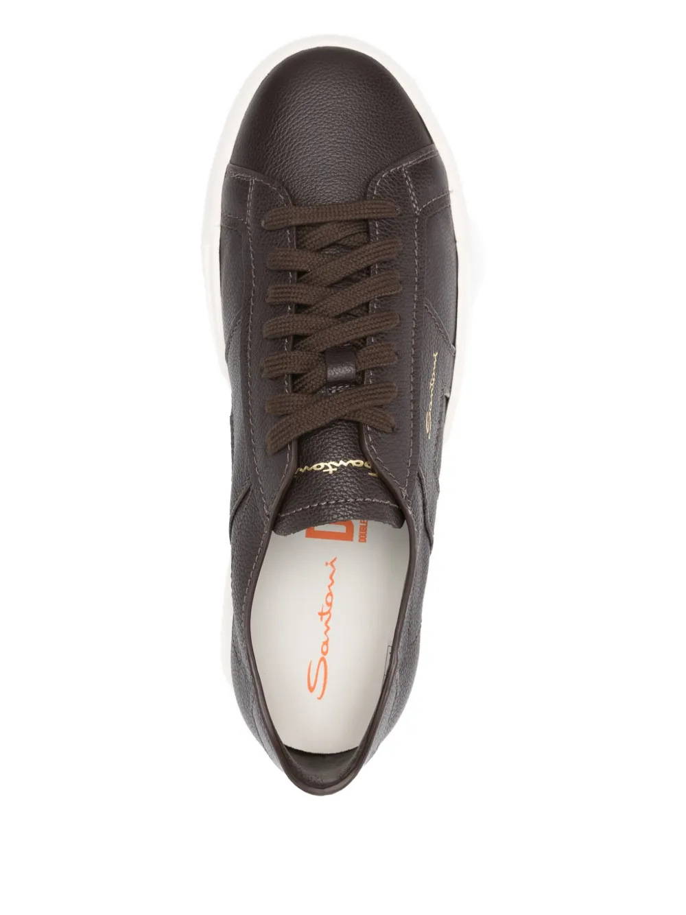 Santoni leather lace-up sneakers Brown