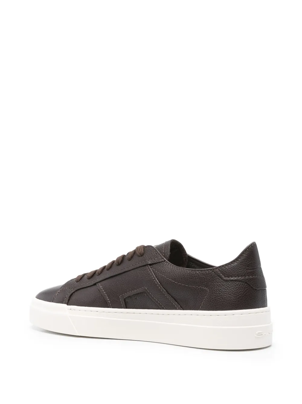 Santoni leather lace-up sneakers Brown