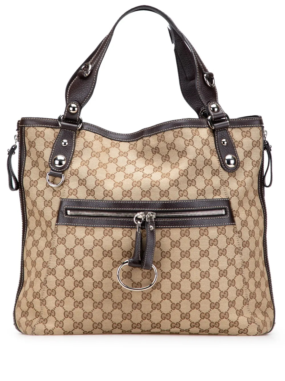 Gucci Pre-Owned 2000-2015 ラージ GGキャンバス アイコン ビット ジップ トートバッグ - ブラウン Gucci Pre-Owned 2000-2015 ラージ GGキャンバス アイコン ビット ジップ トートバッグ - ブラウン