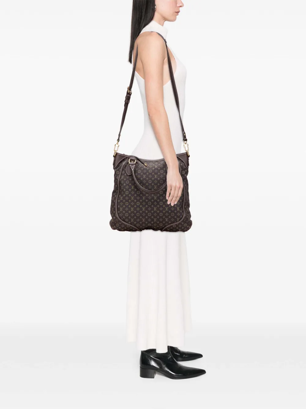 Pre-owned Louis Vuitton 2008 Monogram Mini Lin Besace Angele Satchel In Brown