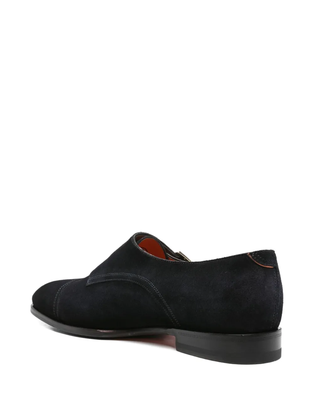 Santoni double-buckle suede monk shoes Blue