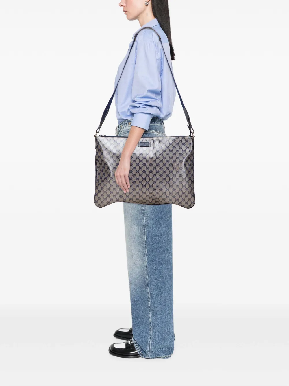 Pre-owned Gucci 2000-2015 Gg Crystal Crossbody Bag In Blue