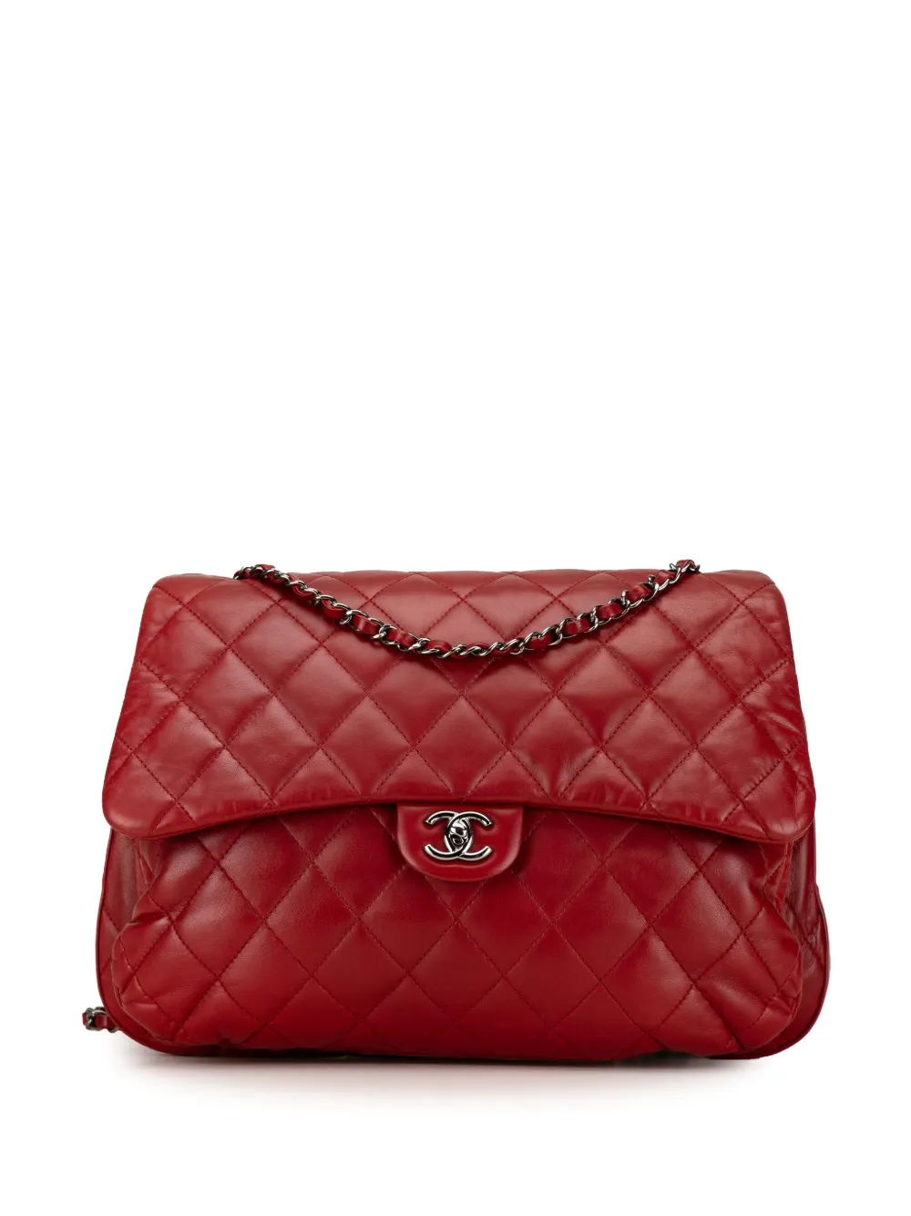 CHANEL Pre-Owned 2011 マキシ ラムスキン 3 アコーディオン フラップ ショルダーバッグ - レッド CHANEL Pre-Owned 2011 マキシ ラムスキン 3 アコーディオン フラップ ショルダーバッグ - レッド