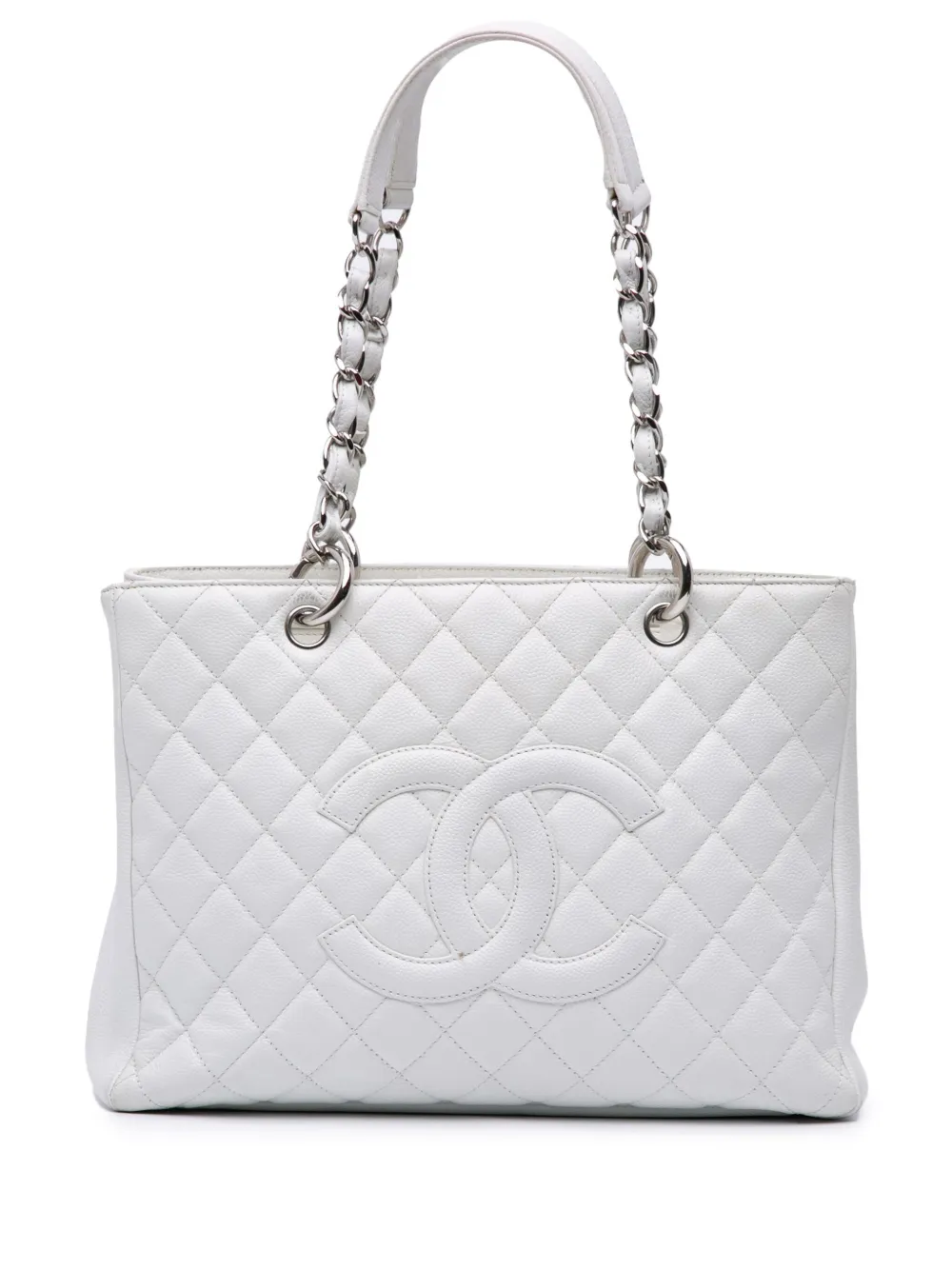 CHANEL Pre-Owned 2009-2010 Caviar Grand Shopping tote bag - ホワイト CHANEL Pre-Owned 2009-2010 Caviar Grand Shopping tote bag - ホワイト